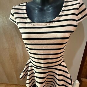 Charlotte Russe Black and light brownPeplum Blouse with Cut Out